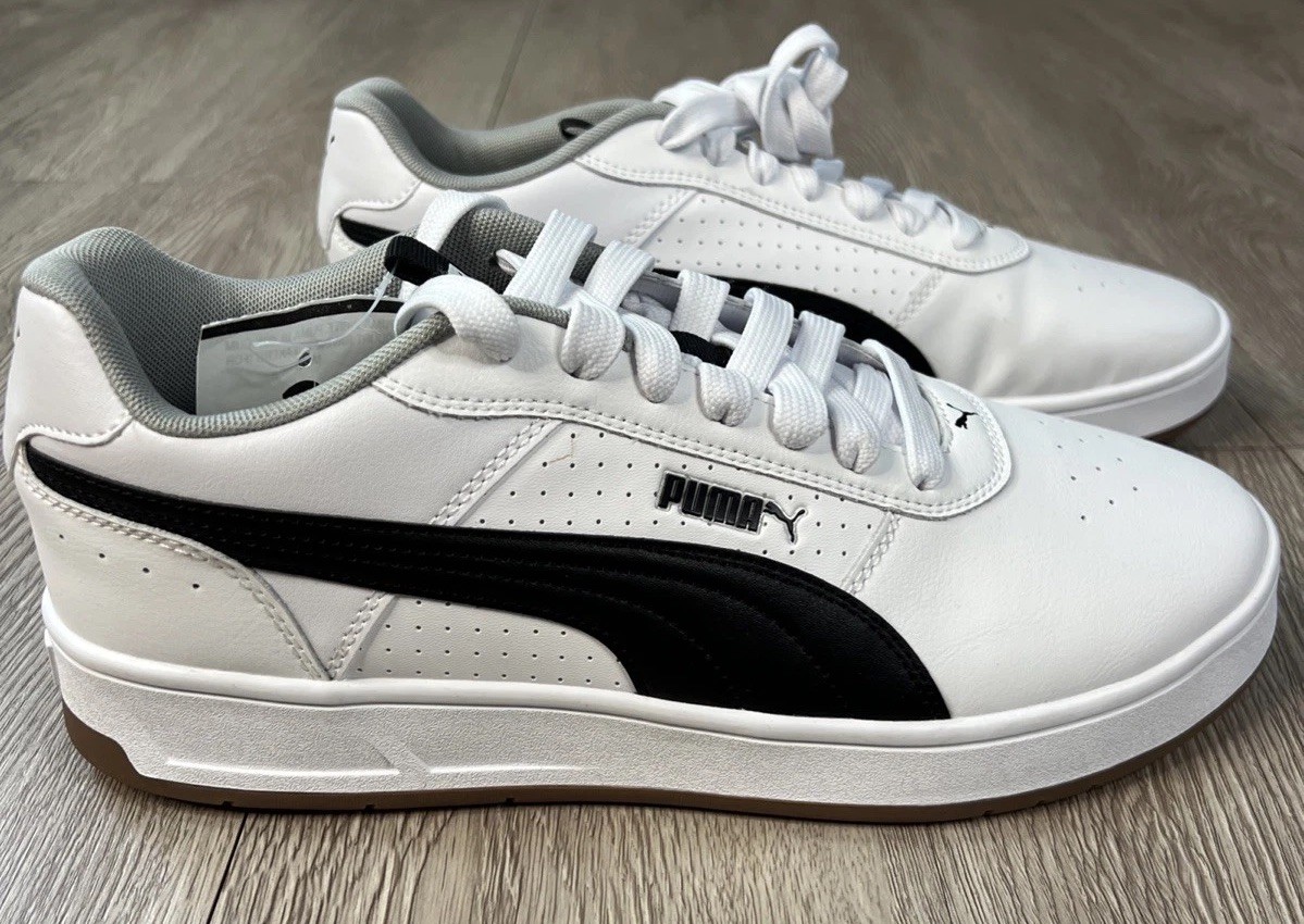 Puma Men Court Ravine Classic White/Black Leather Sneaker