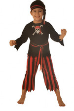 Pirate Child Costume Rubies 701383 Black Red Boys Size Medium 8 - 10 NEW 