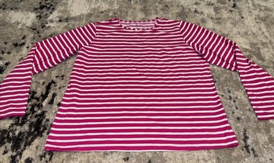 Lands End Sun Shirt Plus Sz 0X Womens Pink White Striped Long Sleeve Rash Guard
