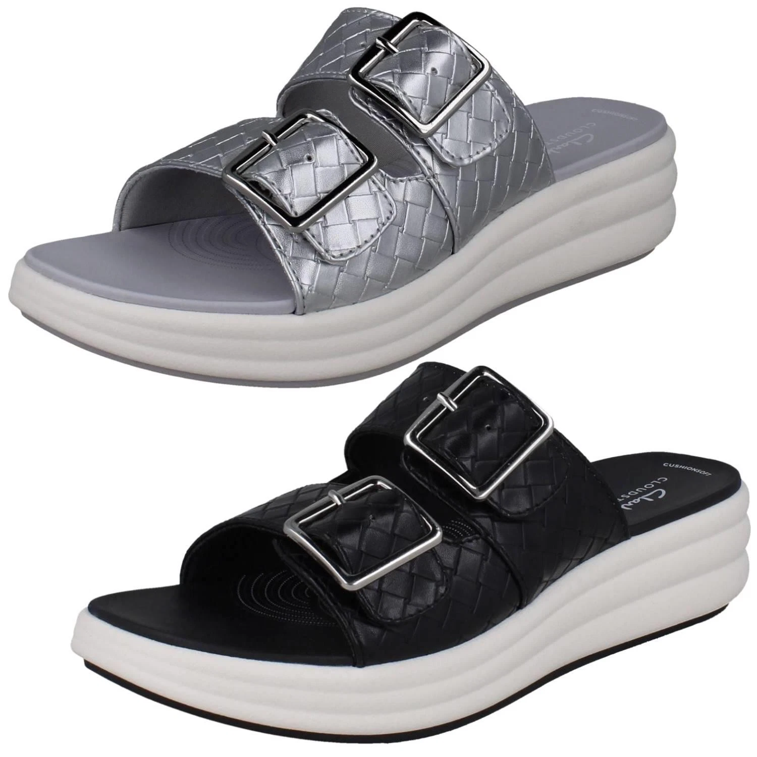 Sandali donna Clarks Cloudsteppers tessuto sintetico fibbia mulo "fibbia alla deriva"