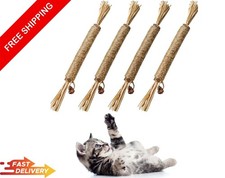 4 Pack Natural Silvervine Sticks for Cats - Chew Toys for Kittens Teeth Cleaning