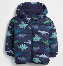 Gap Navy Blue Dinosaurs Cold Control Puffer Jacket - Toddler Boy's Size 3T - NWT