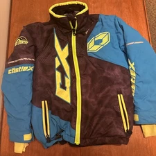 Castle X Youth Snowmobile Jacket Size L Blue And Lime 🔥