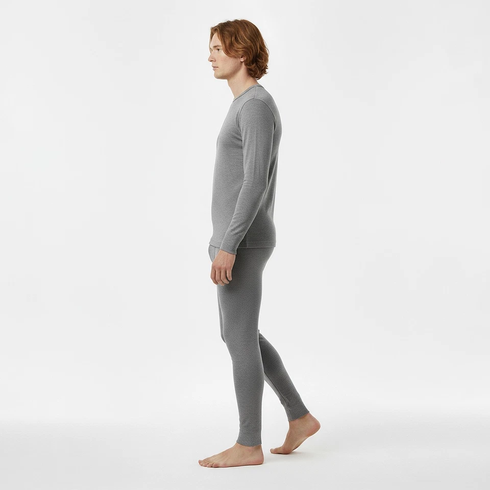 Herren Thermounterwäsche Merino Wolle Warm Atmungsaktiv Funktionswäsche grau - Bild 2 von 4