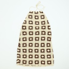 M&S Women's Dress Cream and Brown Geometric Halter Neck Crochet Squares New