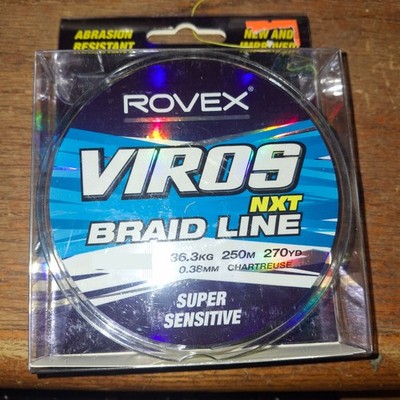 Rovex VIROS NXT Braid Fishing Line 80lb 270yards Chartreuse Saltwater NEW spool