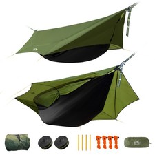 Single Portable Hammocks Parachute Hammocks with Rain Fly Tarp for Backpacking