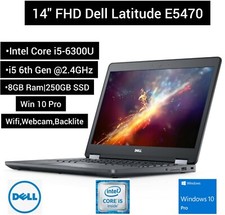 14" FHD Dell Latitude E5470  i5-6300U 2.4GHz  250GB SSD  8GB RAM  Win 10