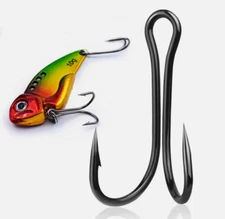 Fishing Double Hooks 50Pcs Black Classic Frog Hooks High Carbon Steel Hooks