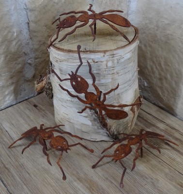 4er Set Ameise Ameisen Gartendeko Baum Tiere Eisen Rost Figur Zum Einschrauben Ebay
