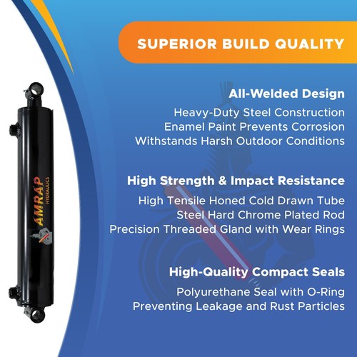 1.5x8 Hydraulic Cylinder 1.5" Bore 8" Stroke Double Acting Welded Cross Tube - Picture 7 of 7