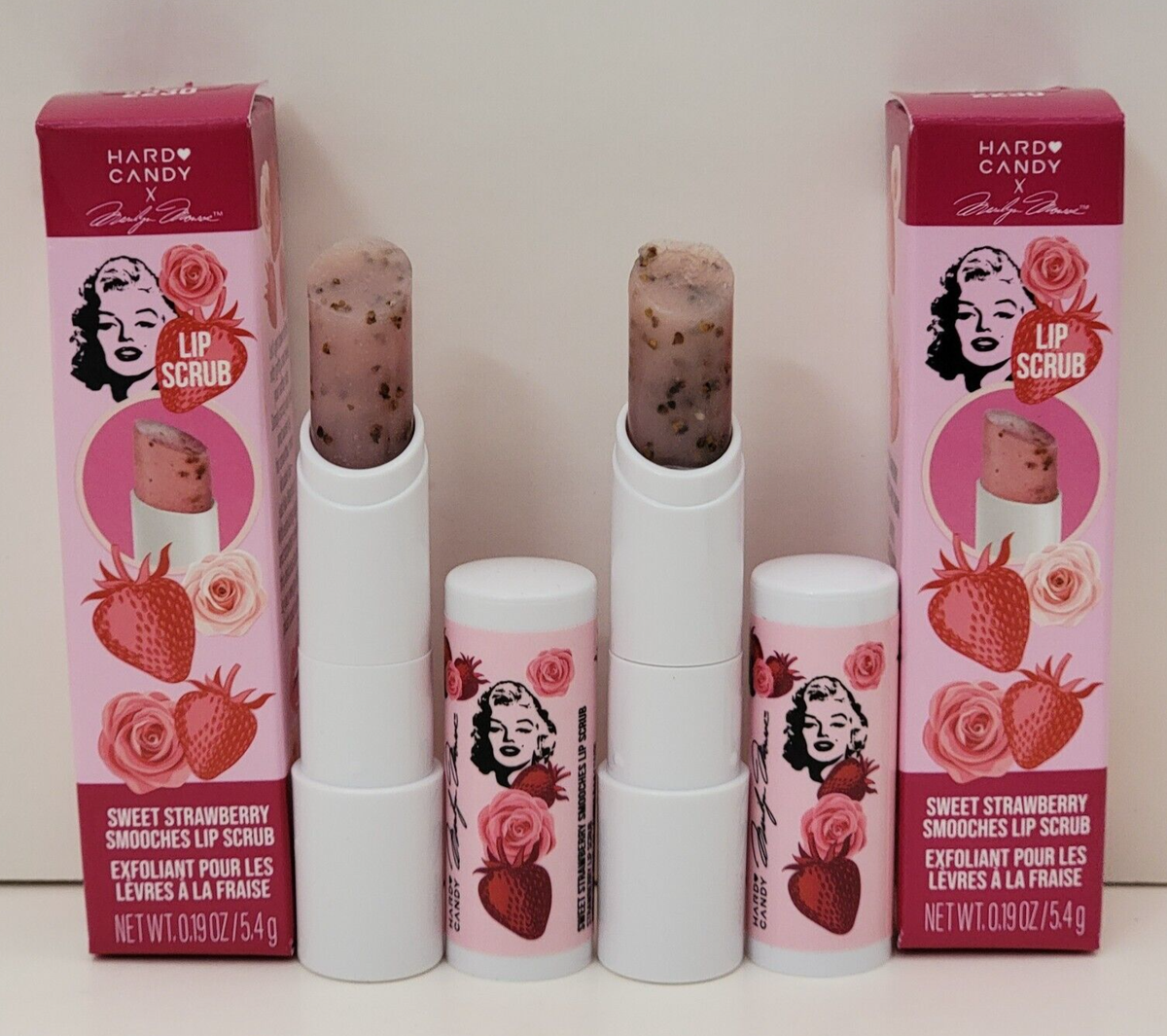 2 pk HARD CANDY X MARILYN MONROE LIP SCRUB SWEET STRAWBERRY