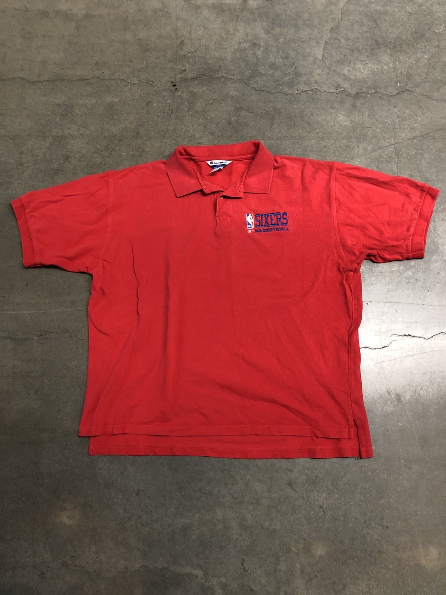 チャンピオン 90's NBA シューティングシャツ フィラデルフィア76ers Vintage 90's Philadelphia 76ers Champion Polo NBA Logo Shirt
