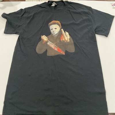 Michael Myers Knife Halloween Movie Character Middle Finger T Shirt Size M