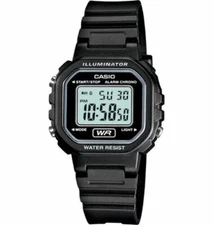 Casio LA20WH-1A,  Women's Black Resin Watch, Chronograph, Alarm, Illuminator