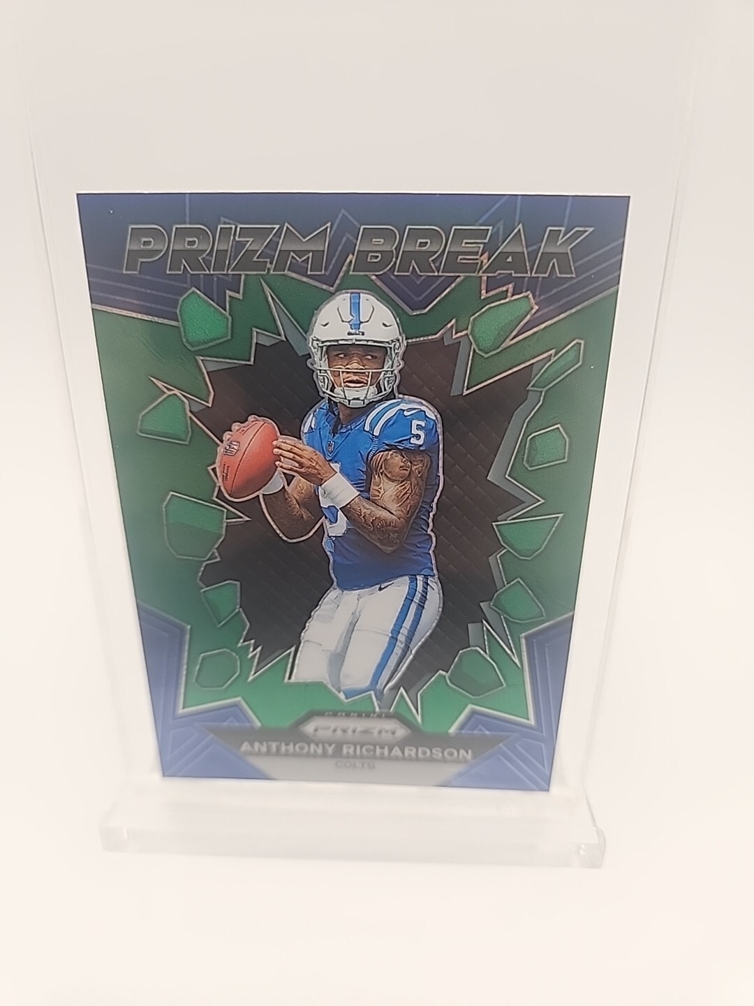 2023 Panini Prizm - Prizm Break Green Ice Prizm #PB-4 Anthony Richardson (RC)