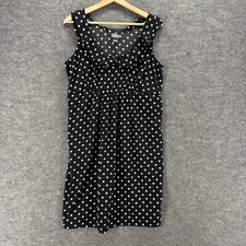 Unbranded Dress Women M Black Polka Dot Shift Midi Sleeveless Casual