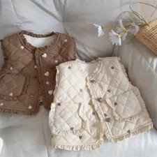 Girls Quilted Warm Waistcoats Fall Winter Kids Baby Heart Vest Baby Girls Lining