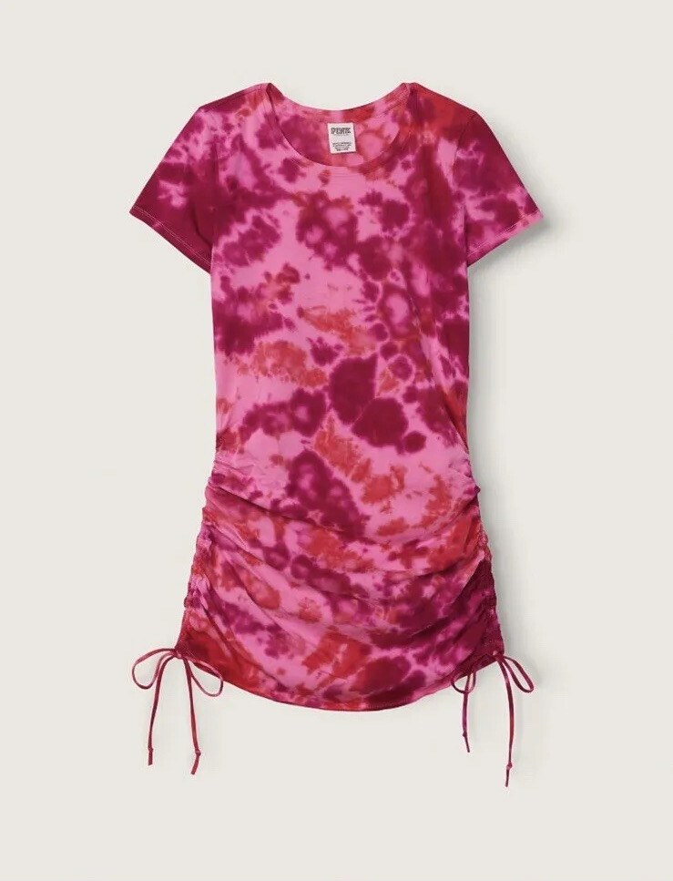 victoria secret ruched side dress VS VICTORIAS SECRET PINK TANK TOP RUCHED SIDE DRESS NEON PURPLE WASH XL