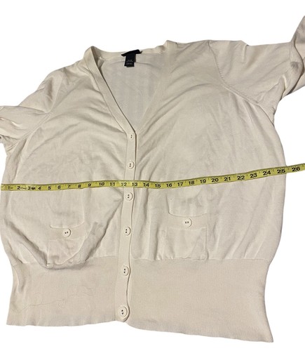 Cardigan maglione donna Lane Bryant taglia 26/28 bianco sporco 100% cotone comodo - Foto 7 di 17