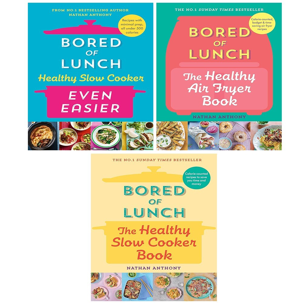 Nathan Anthony Collection 3 Books Set Bored of Lunch Healthy Slow Cooker Hardcov