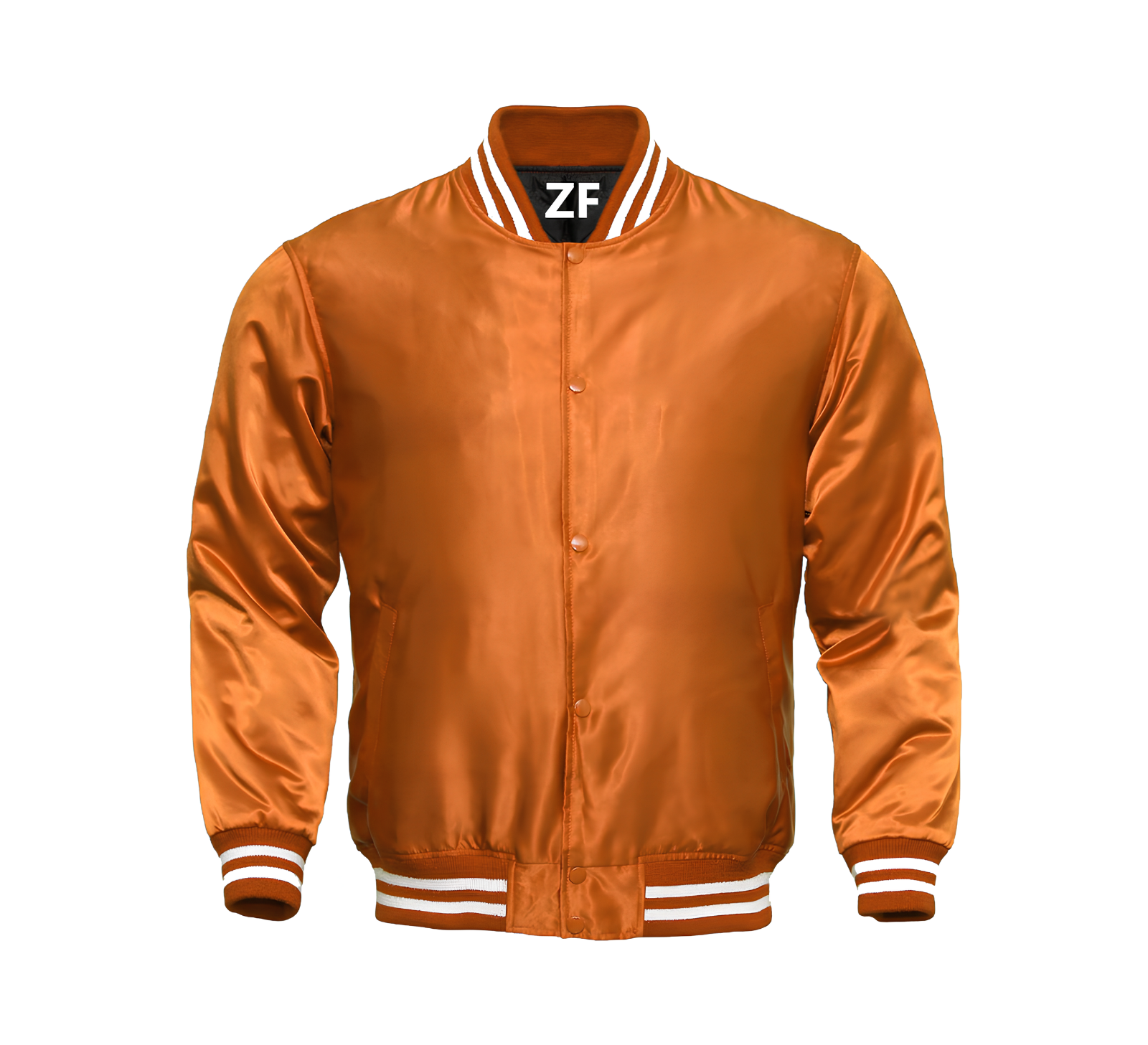 Men's XL Orange Satin Varsity Baseball Jacket-image