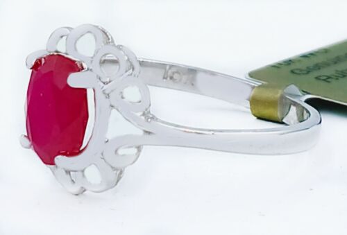 GENUINE 1.84 Cts RUBY RING 10k WHITE GOLD - Free Appraisal Service - NWT - Picture 4 of 7
