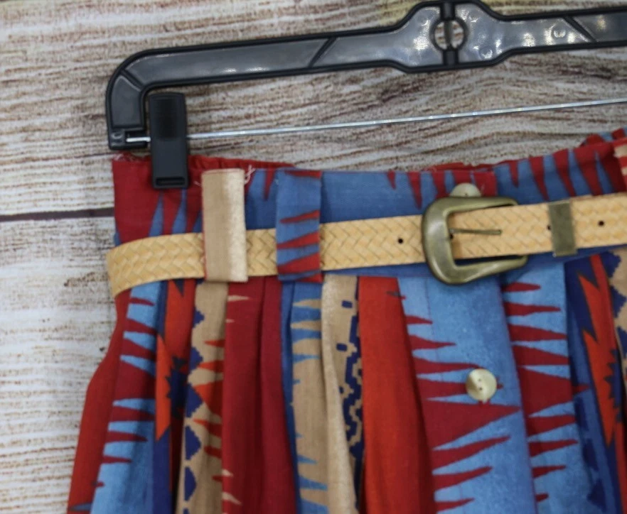 Falda midi vintage Brittany Nicole para mujer talla mediana plisada suroeste azul óxido Foto 2 de 4