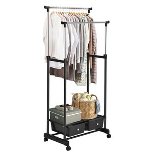 Double Rod Adjustable Clothes Hanger Garment Rack Organizer