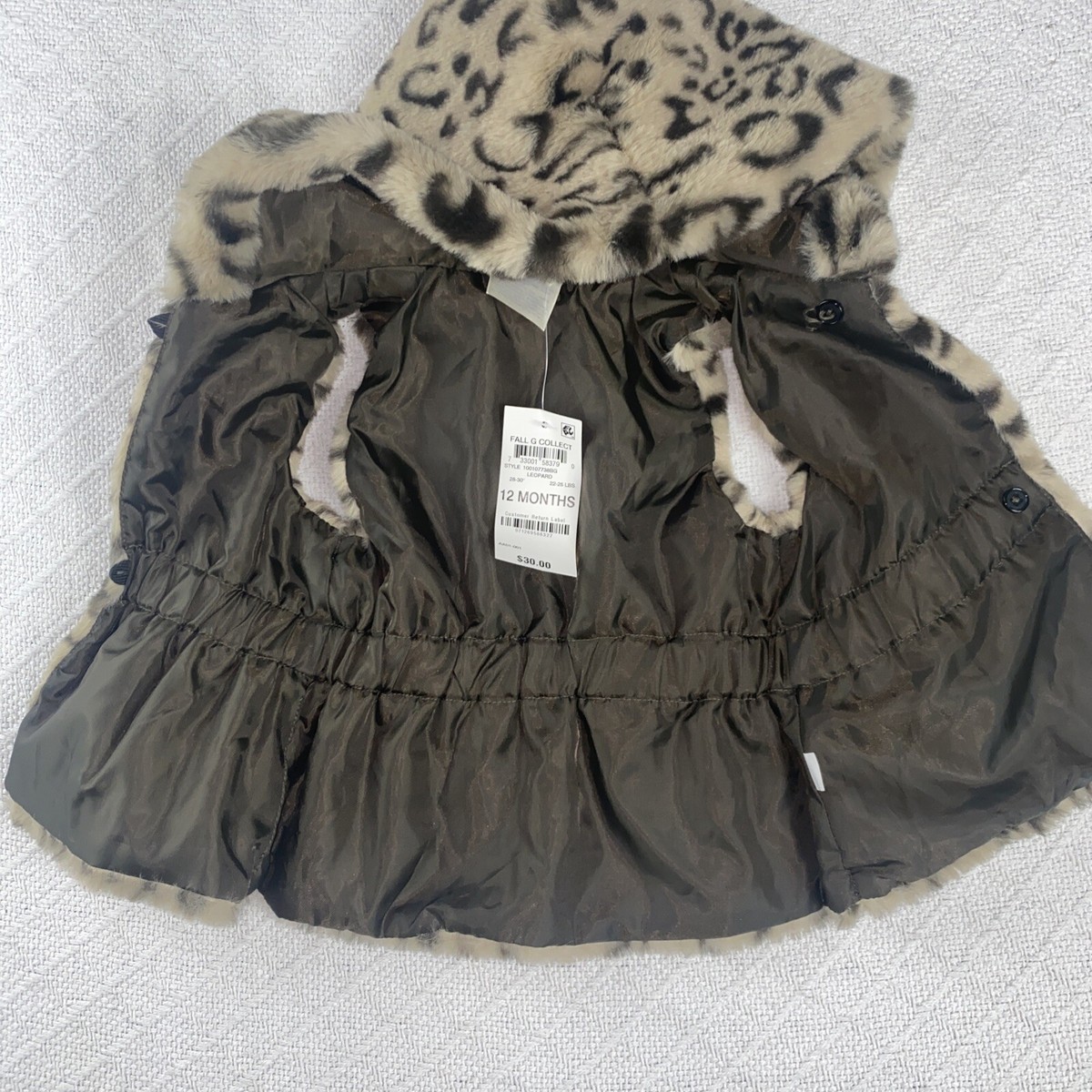 mi様 First Impressions Infant 12M Leopard Print Hooded Vest New Baby