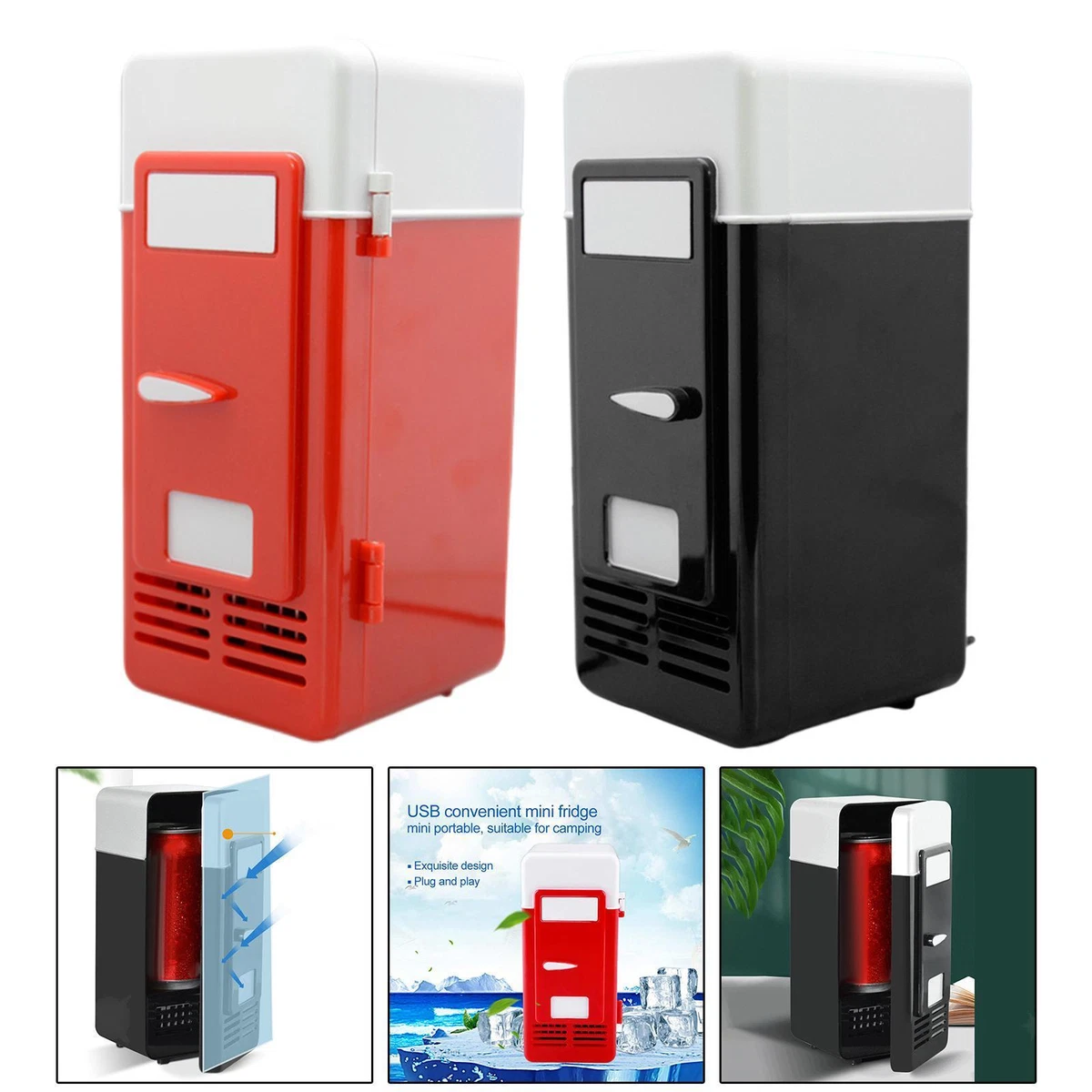 USB Mini Car Refrigerator Portable Electric Cooler for 1 Can Hotel