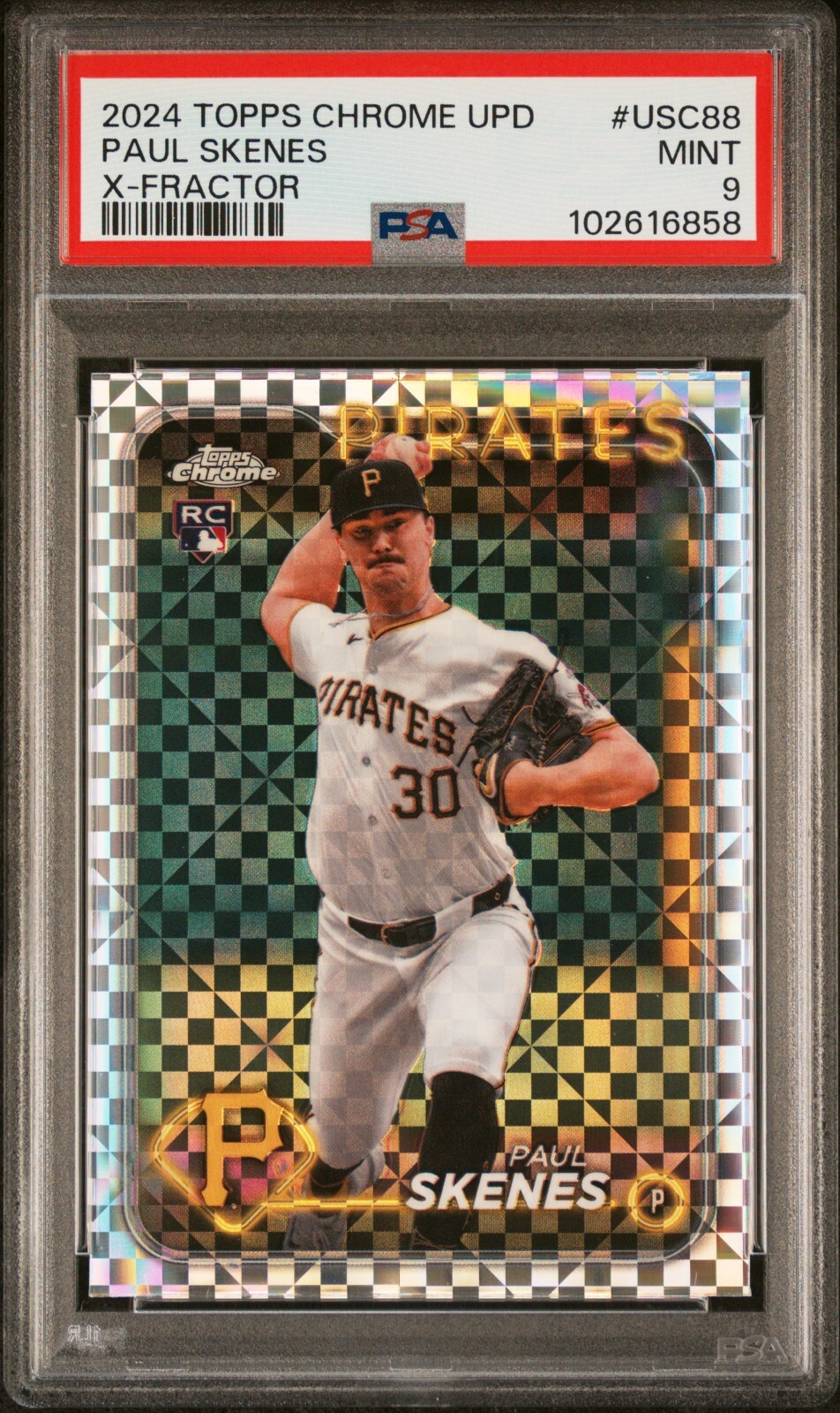 2024 TOPPS CHROME UPDATE X-FRACTOR #USC88 PAUL SKENES ROOKIE RC PSA 9