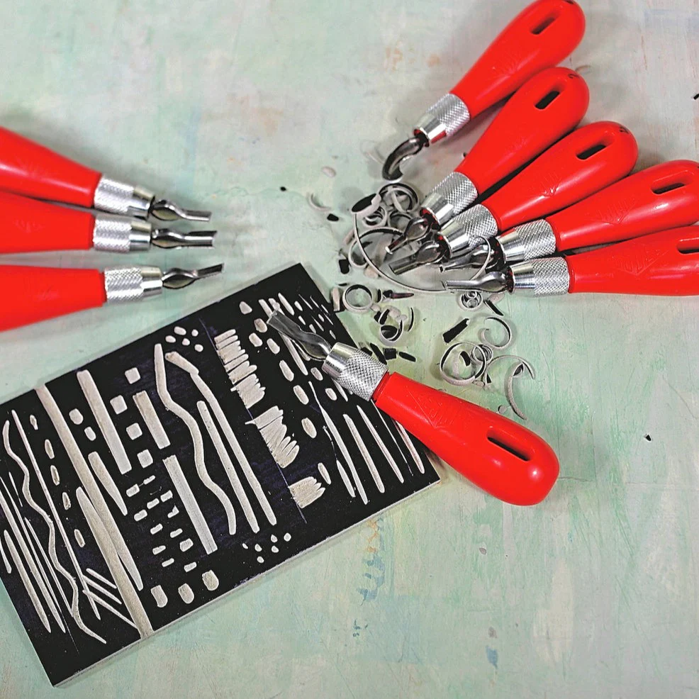 Lot De 12 Poignées De Coupe Lino Essdee Rouge - Outils Gravure Lino - Neuf