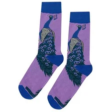 NWT Peacock Dress Socks Novelty Men 8-12 Purple Crazy Fun Sockfly