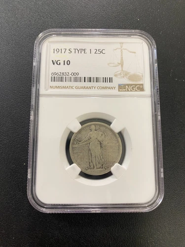 1917 S TYPE 1 STANDING LIBERTY QUARTER NGC VG-10 - TYPE COIN - CERTIFIED - 25C