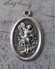 925 sterling silver 24" necklace ST MICHAEL PRAY GUARDIAN ANGEL PENDANT 2 SIDED
