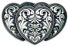 Women's Western Three Hearts Blue Enameled Belt Buckle Motorcycle