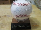 JOBA CHAMBERLAIN SIGNED OFFICIAL MAJOR LEAGUE BASEBALL W/COA & STAND