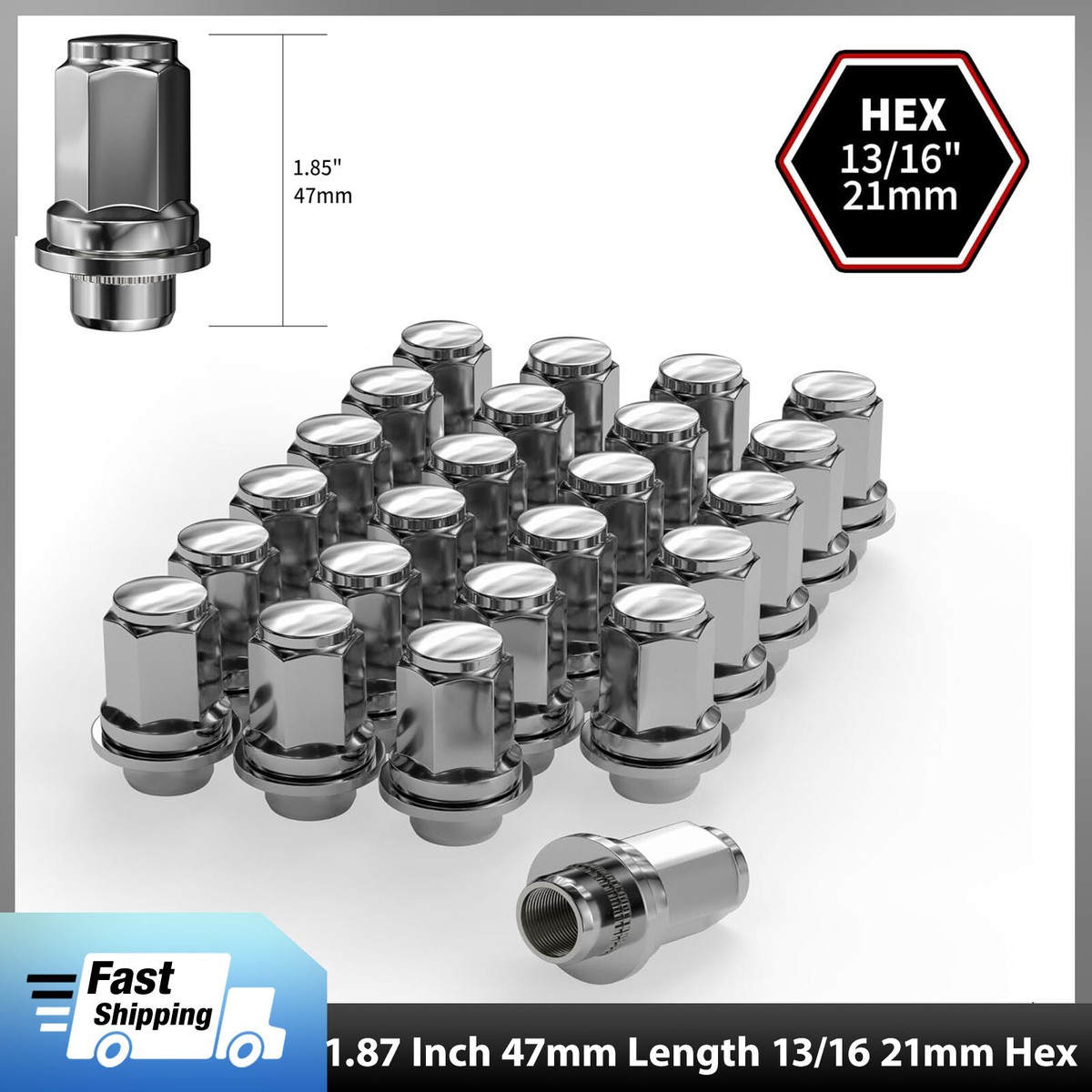 24pcs 12mmx1.5 Wheel Lug Nuts 1.87