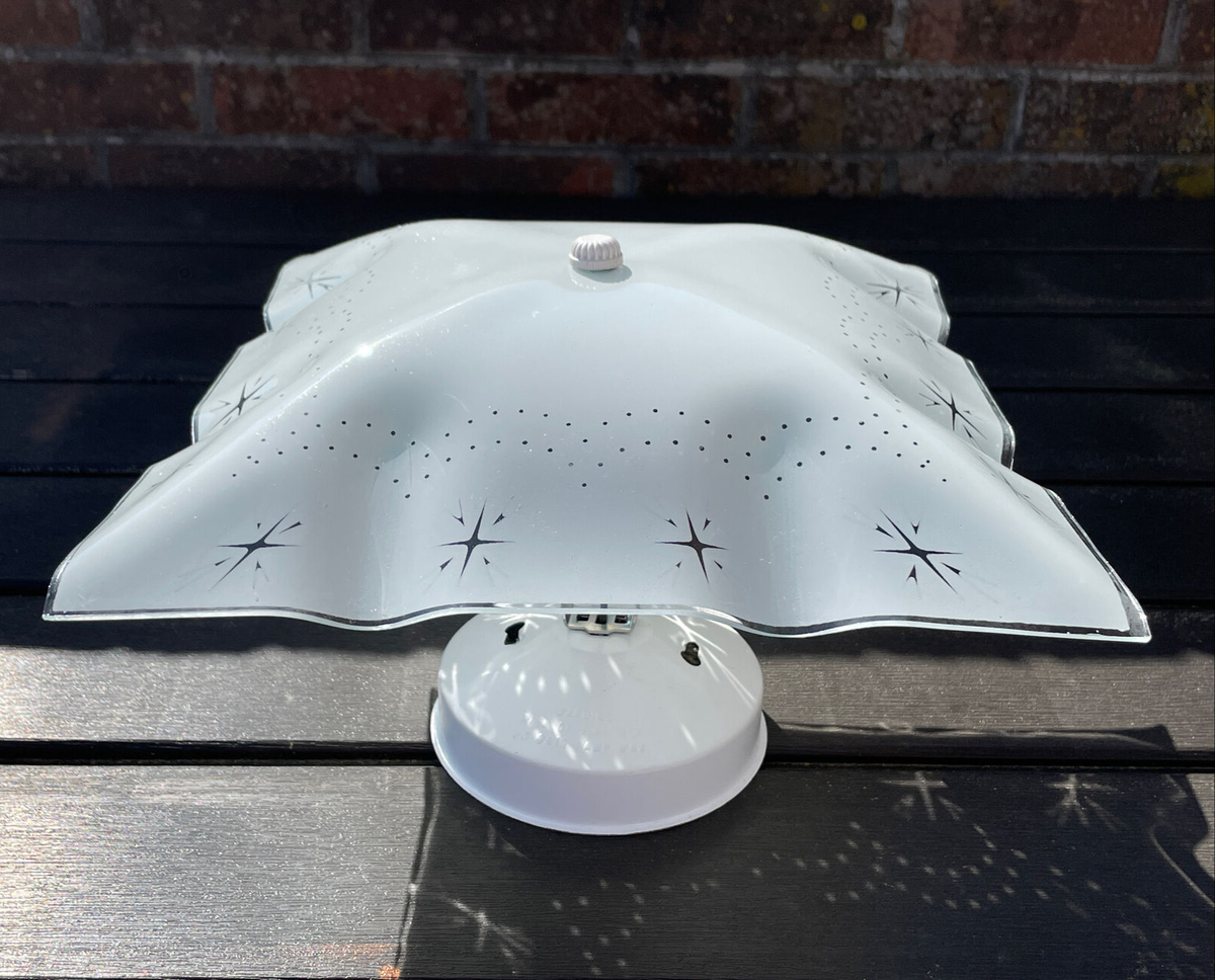 アメリカ　スペースエイジ　花火ライト　2000s Vtg MCM Atomic Star Glass Ceiling Light White 1940s 1950s 60s