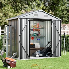 Garden Shed Storage Cabinet Galvanised Metal Steel Organiser w/ Door Ventilation