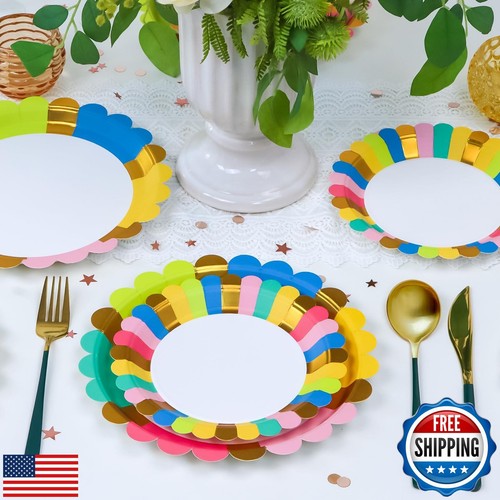 Scalloped Paper Plates 100pk, Disposable Party Plates with 50pk Dinner Plates - Picture 4 of 5