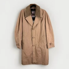 Vintage Mighty Mac Jacket Coat Sz 42 Lg Beige Cord Collar Lined Out O'Gloucester