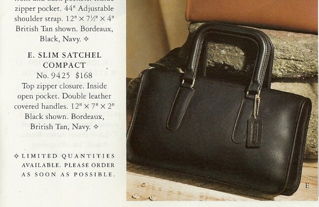 Vintage COACH #9425 Tan Leather Slim Satchel Compact NY City Bag