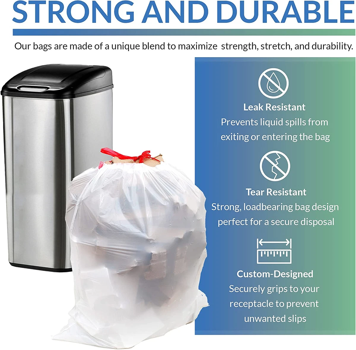 Tall Kitchen Drawstring Trash Bags 13 Gallon, 500 Count Bulk, Kitchen