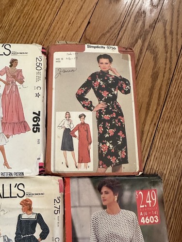 LOT 8 Dress Sewing Patterns 80s Women Simplicity McCalls Butterick Unknown Cond - Picture 4 of 7