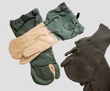 Military Trigger Finger Mitten Shells Deerskin & Cotton/Nylon w/Wool Inserts, Lg