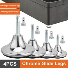 4x Chrome Feet Bed Legs Glides
