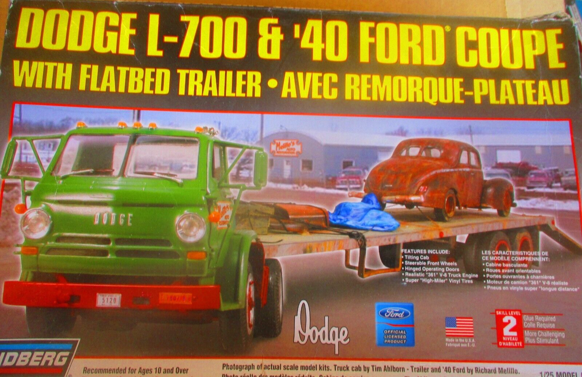 Ｍ 🔥LINDBERG 73068 Dodge L-700 & '40 Ford Coupe With Flatbed