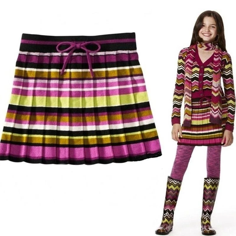 MISSONI for Target Girl’s Sz XL Passione Pleated Sweater Skirt Purple Stripe NWT - Image 2 of 4
